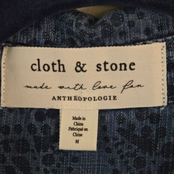 Anthropologie Cloth & Stone Floral Print Tie Front Chambray Shirt Dress Size M - Picture 6 of 7